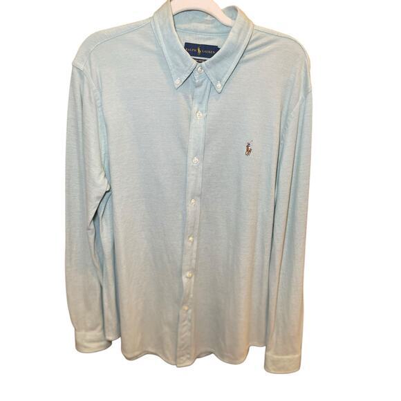 Ralph Lauren Knit Oxford Men's XL Long Sleeve Button Down Heather‎ Light Green - Picture 1 of 12